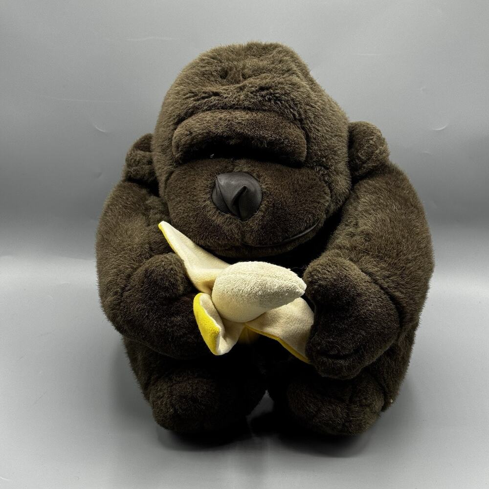 Tb Trading Vintage Gorilla w/ Banana Plush 11" Seated Stuffed Animal